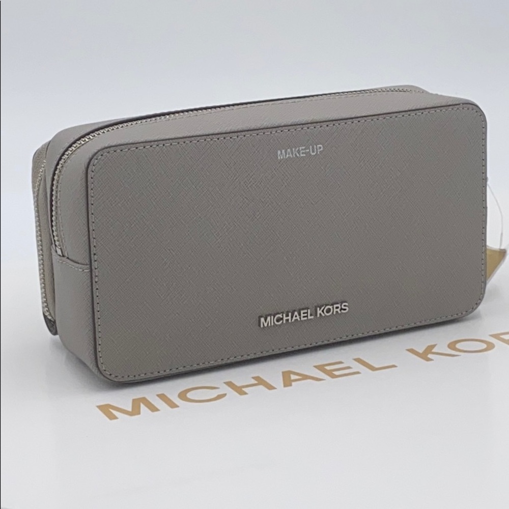 Michael Kors Large Double Travel Pouch Pearl Grey - Picture 1 of 16